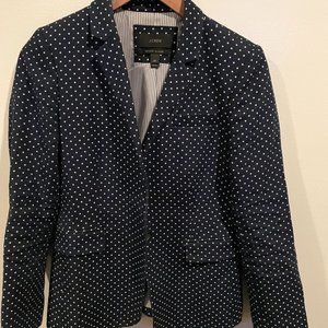 J.Crew Linen Navy and White Polka Dot Blazer